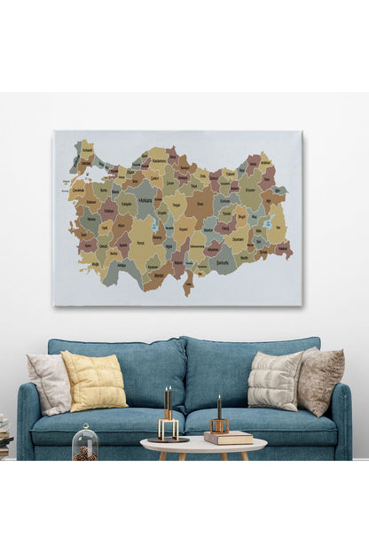 Türkiye Haritası Kanvas Tablo Eğitici ve Öretici Dekoratif Tablo Tablo 3134