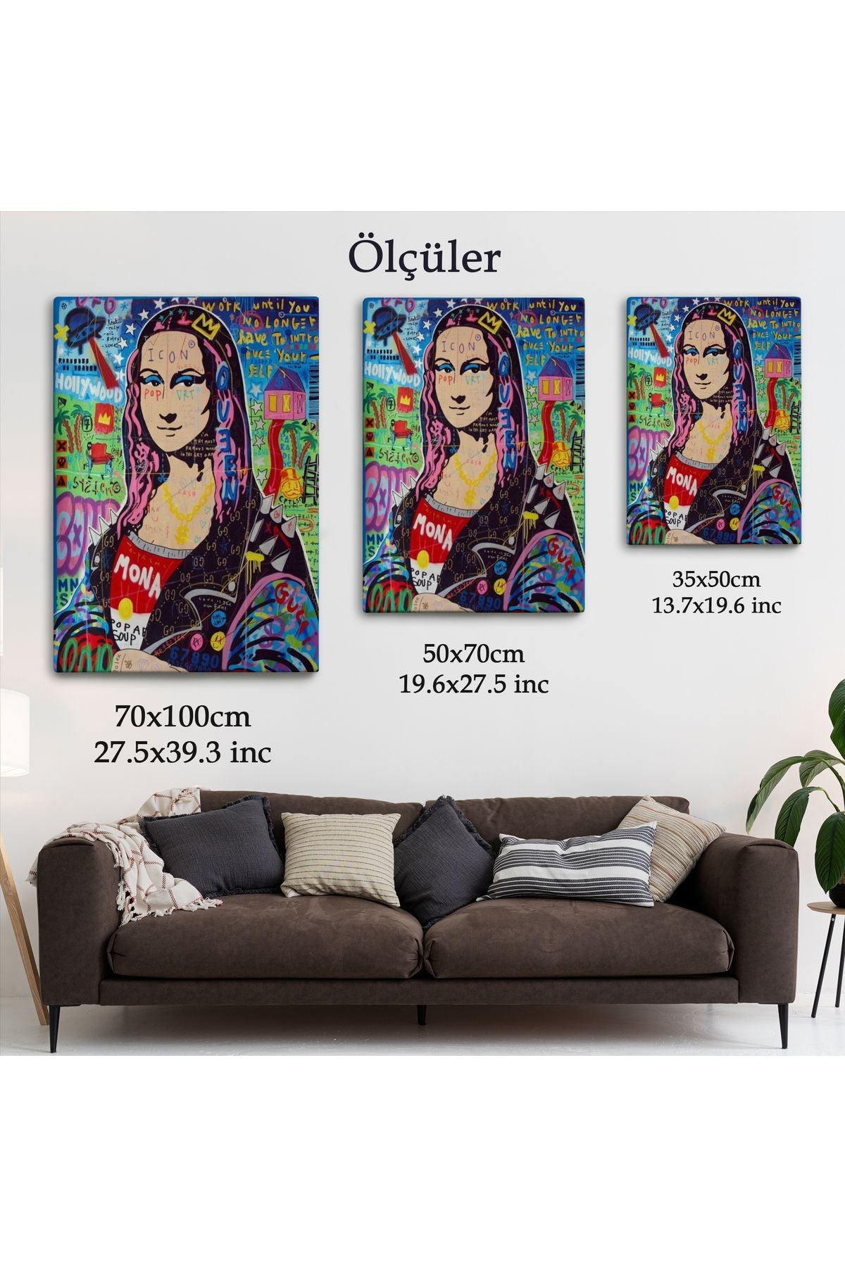 Banksy Renkli Mona Lisa Kanvas Tablo, Pop Art, Sokak Sanatı, Kanvas Tablo-5305