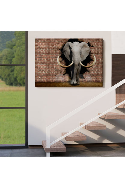 Duvardan Çıkan Fil Dekoratif Kanvas Duvar Tablosu-3620