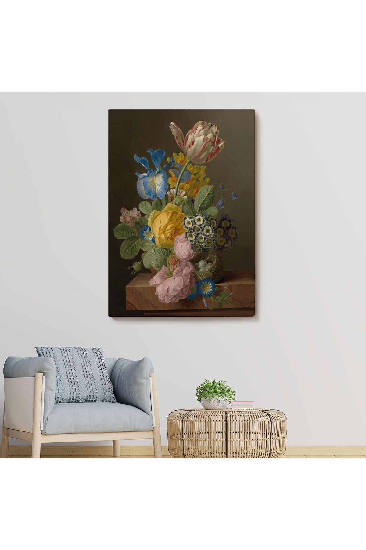 Güzel Çiçekler Yağlıboya Görünüm Dekoratif Kanvas Duvar Tablosu-5937