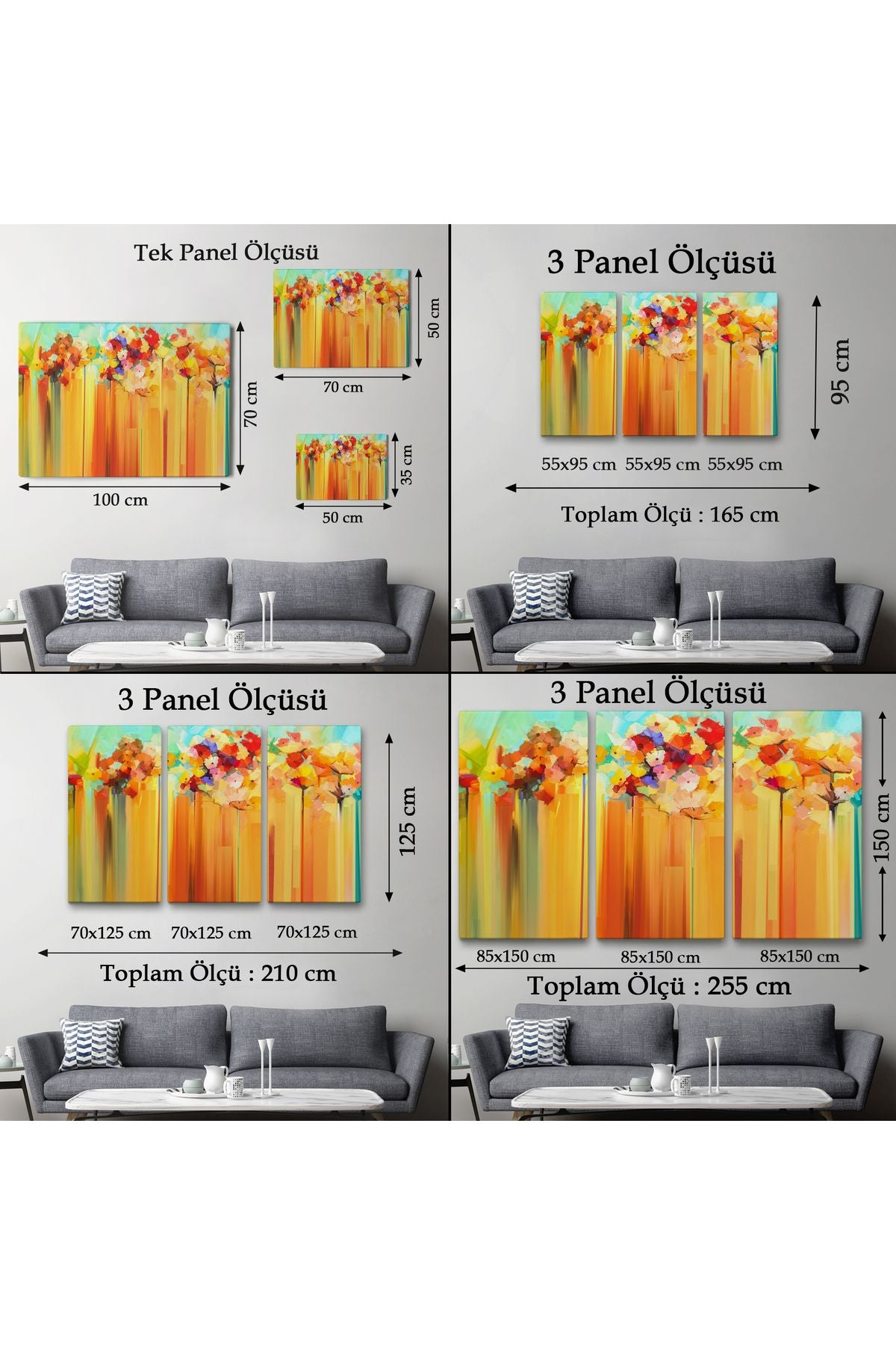 YB   Soyut Çiçekler Yağlıboya Görünüm Dekoratif Kanvas Duvar Tablosu-3541