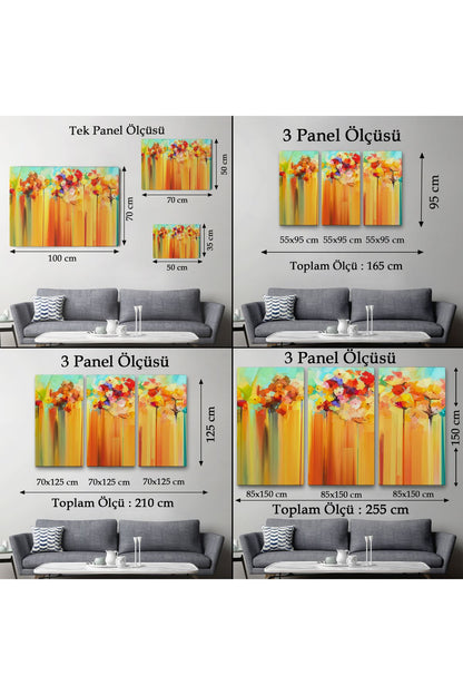 YB   Soyut Çiçekler Yağlıboya Görünüm Dekoratif Kanvas Duvar Tablosu-3541