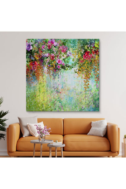 Soyut Çiçekler Suluboya Görünüm Dekoratif Kanvas Duvar Tablosu-5832