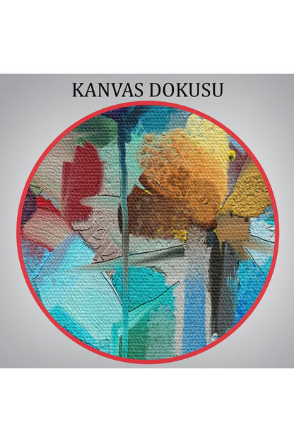 Modern Soyut Tarzda Çiçekler ve Kuş Dekoratif Kanvas Duvar Tablosu-3701