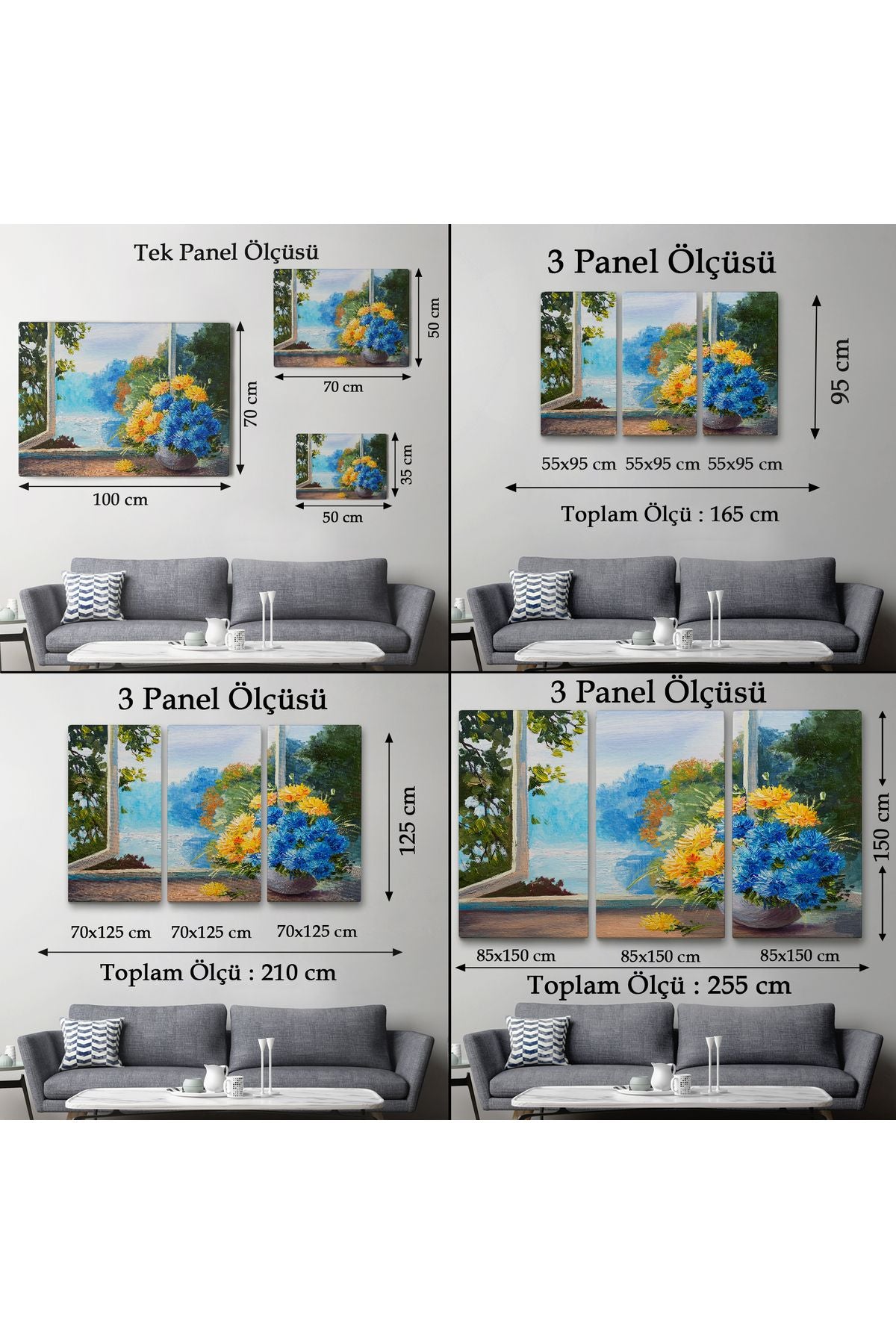 YB Pencere Kenarıdaki Çiçek Buketi Kanvas Duvar Tablosu-3453