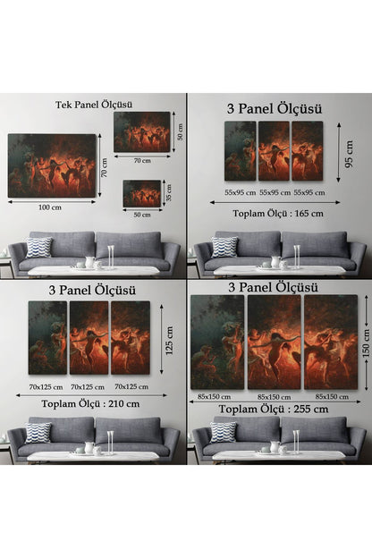 Şabat Ayinin de Ateş Etrafında Dans Eden Kadınlar Tablosu - Fire Dance-6589