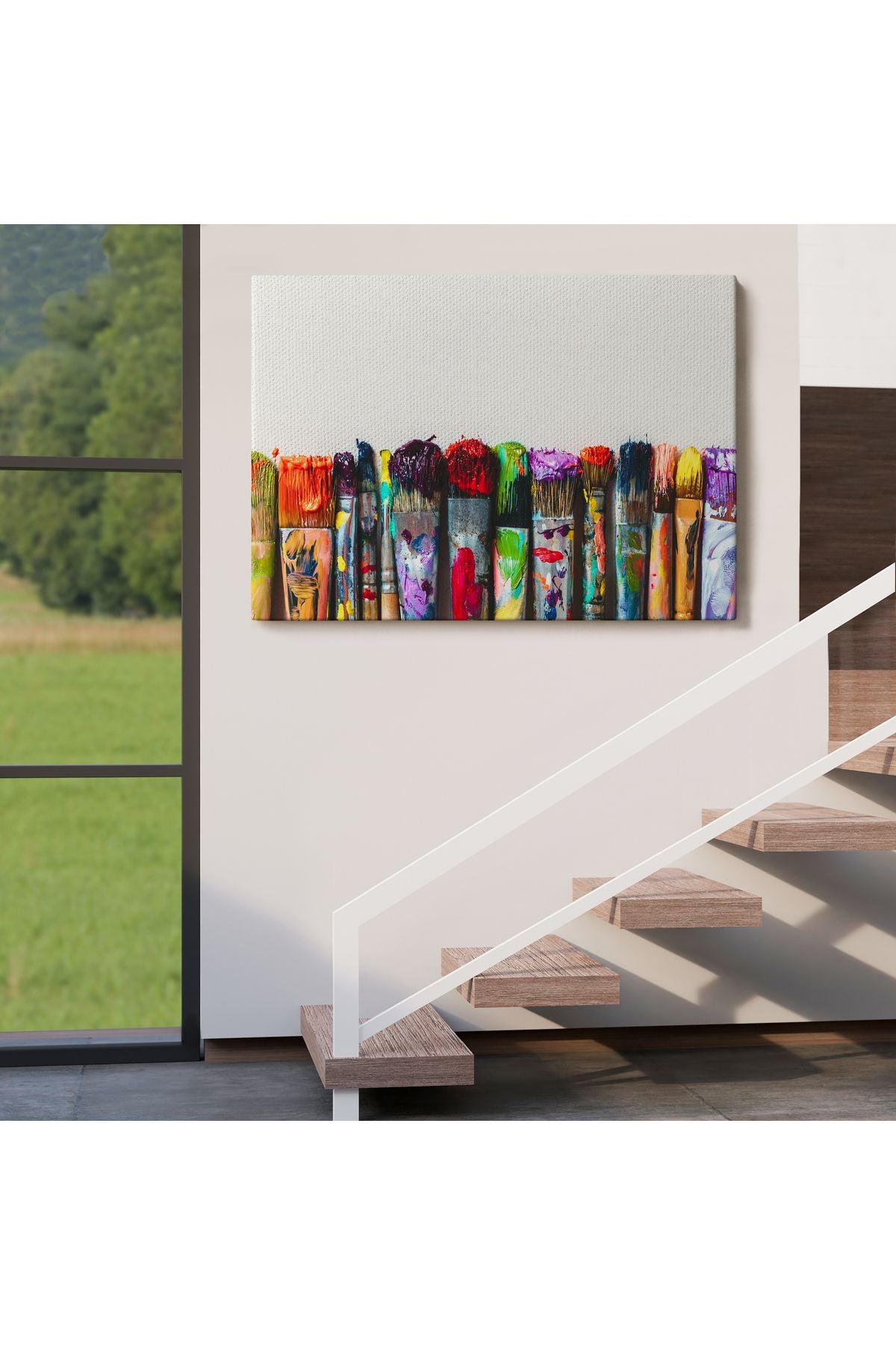 Sanatsal Tuval Üzerinde Renkli Yağlı Boya Sanatçı Fırçaları Tablo-1199