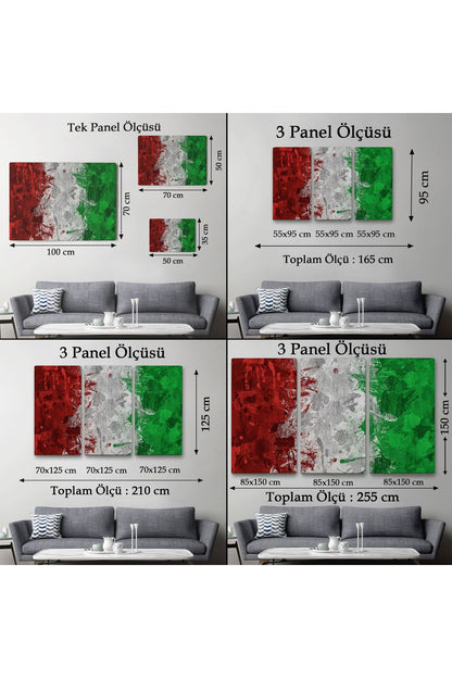 İtalya Bayrağı Kanvas Duvar Tablo, Ev ve Ofis Dekoru, Spor Kulübü, Bar Dekoru-5402