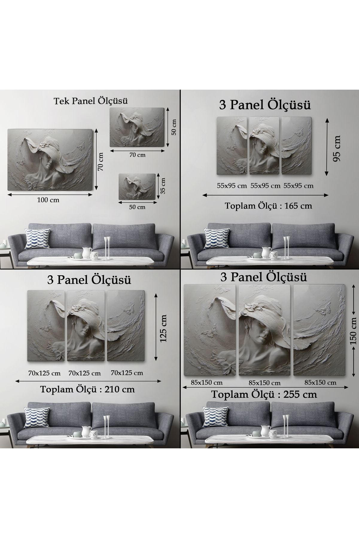 Kabartma Görünümlü Şapkalı Kadın Kanvas Duvar Tablosu -3424