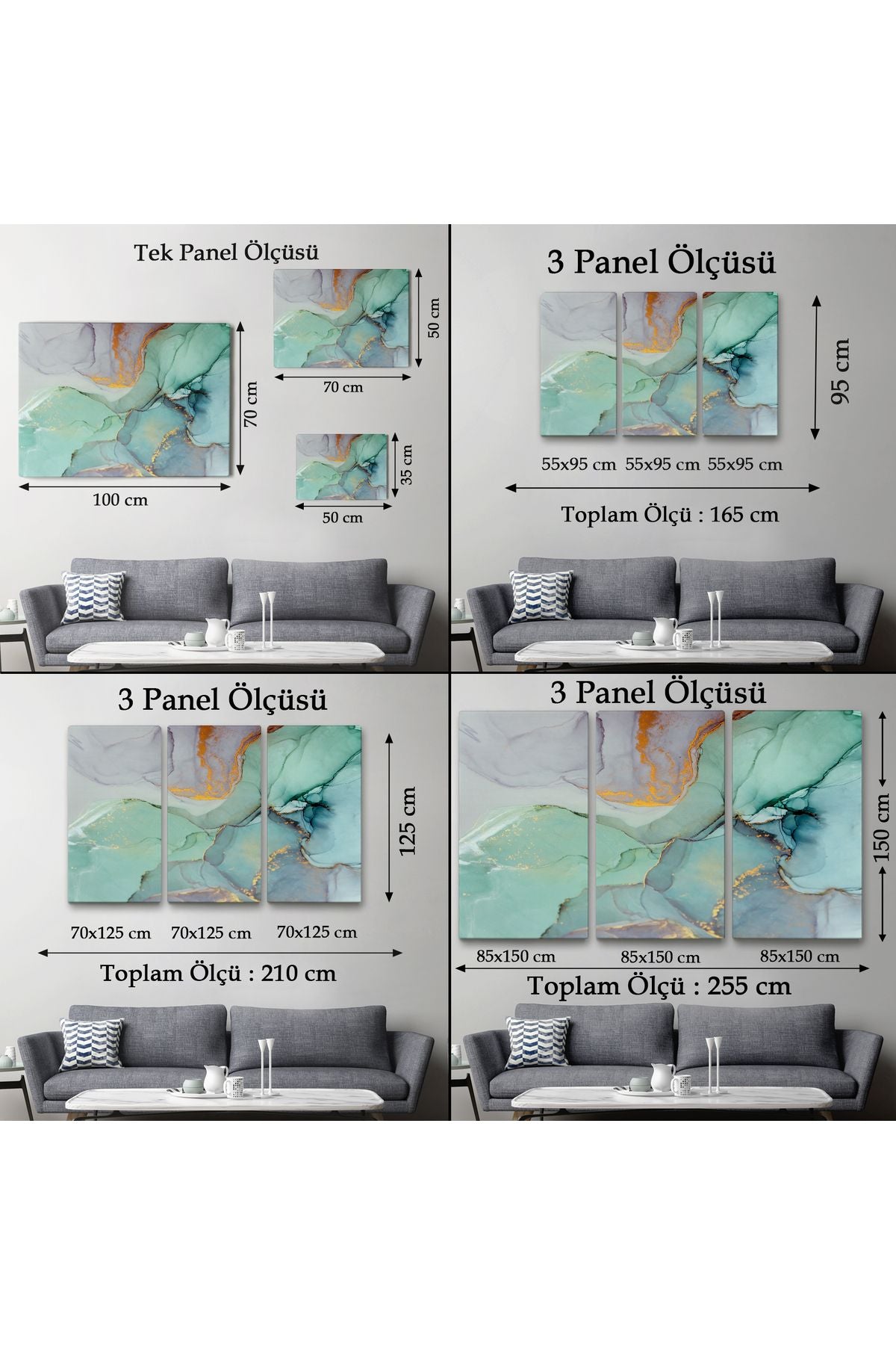 Mürekkep ve Alkol Elementleri ile Mermer Deseni Verilmiş Kanvas Tablo-5030