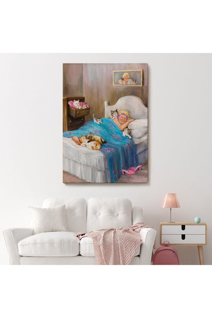 Dianne Denge'in Kedi Sever Yaşlı Kadın Mutluluğun Resmi Tablosu-6383