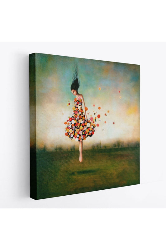Çiçek Elbiseli Kız Kanvas Tablo-5889