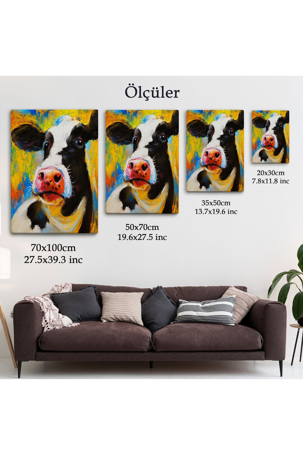 arg001 seri Modern Sanat İnek Portresi Dekoratif Kanvas Duvar Tablo-5936