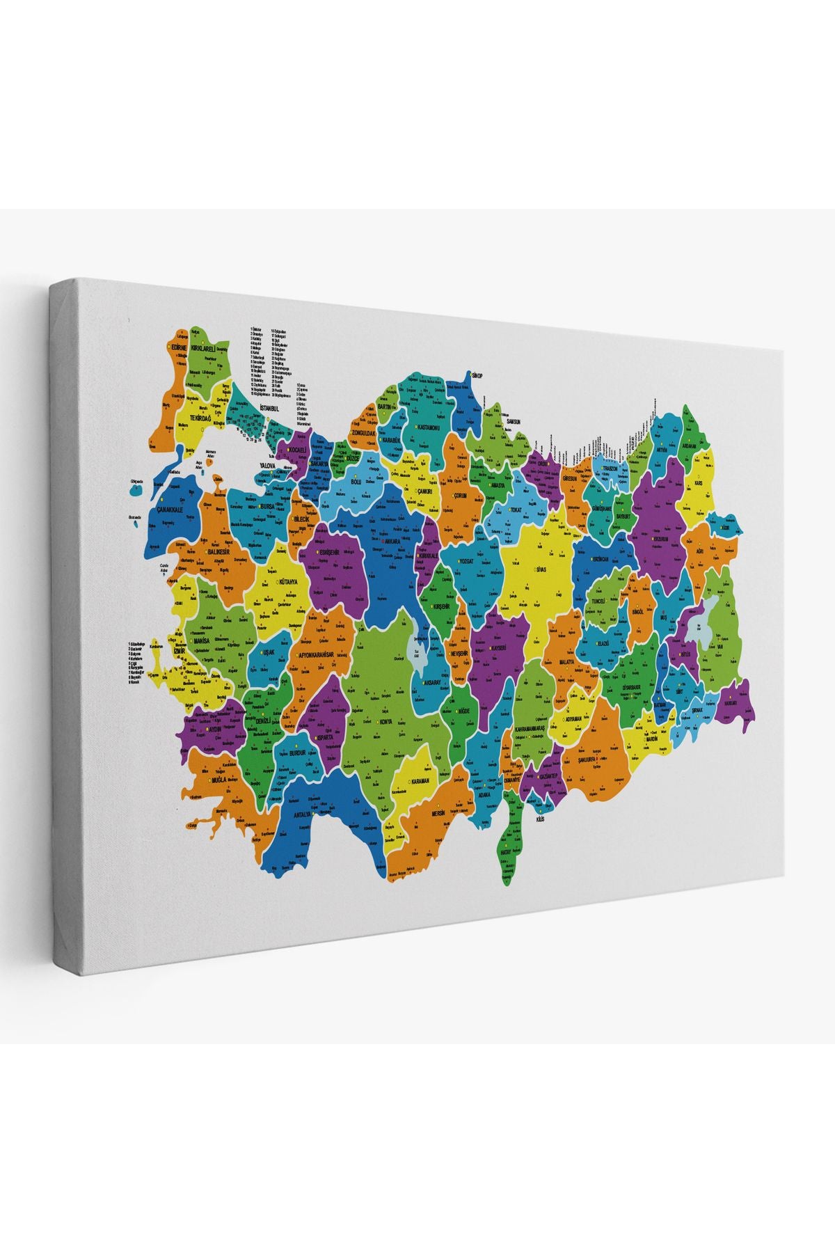 arg001 seri Türkiye Haritası Kanvas Tablo İl ve İlçeli Ayrıntılı Eğitici  Dekoratif Tablo 3032