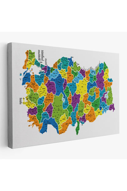 arg001 seri Türkiye Haritası Kanvas Tablo İl ve İlçeli Ayrıntılı Eğitici  Dekoratif Tablo 3032