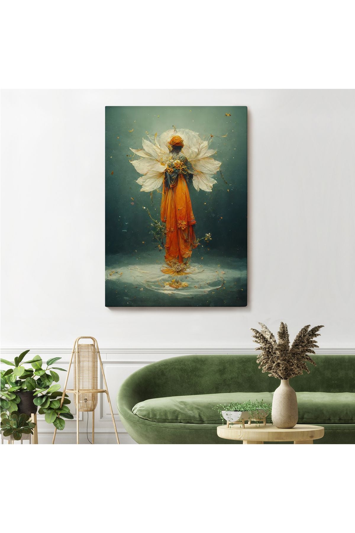 Turuncu Kıyafetli Sürreal Kadın Tablosu-6378