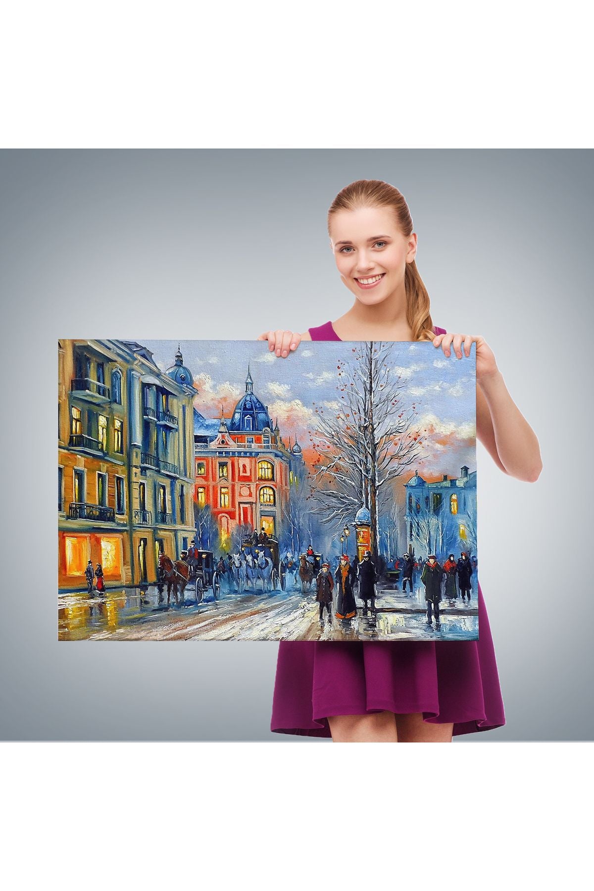 Kiev Ukranya Yağlıboya Görünüm Dekoratif Kanvas Tablo-3513