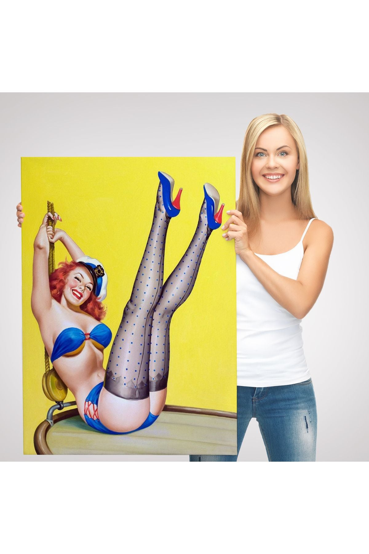 Amerikalı Güzel Kadın Çizgi Roman Kapağı Duvar Tablosu-6231