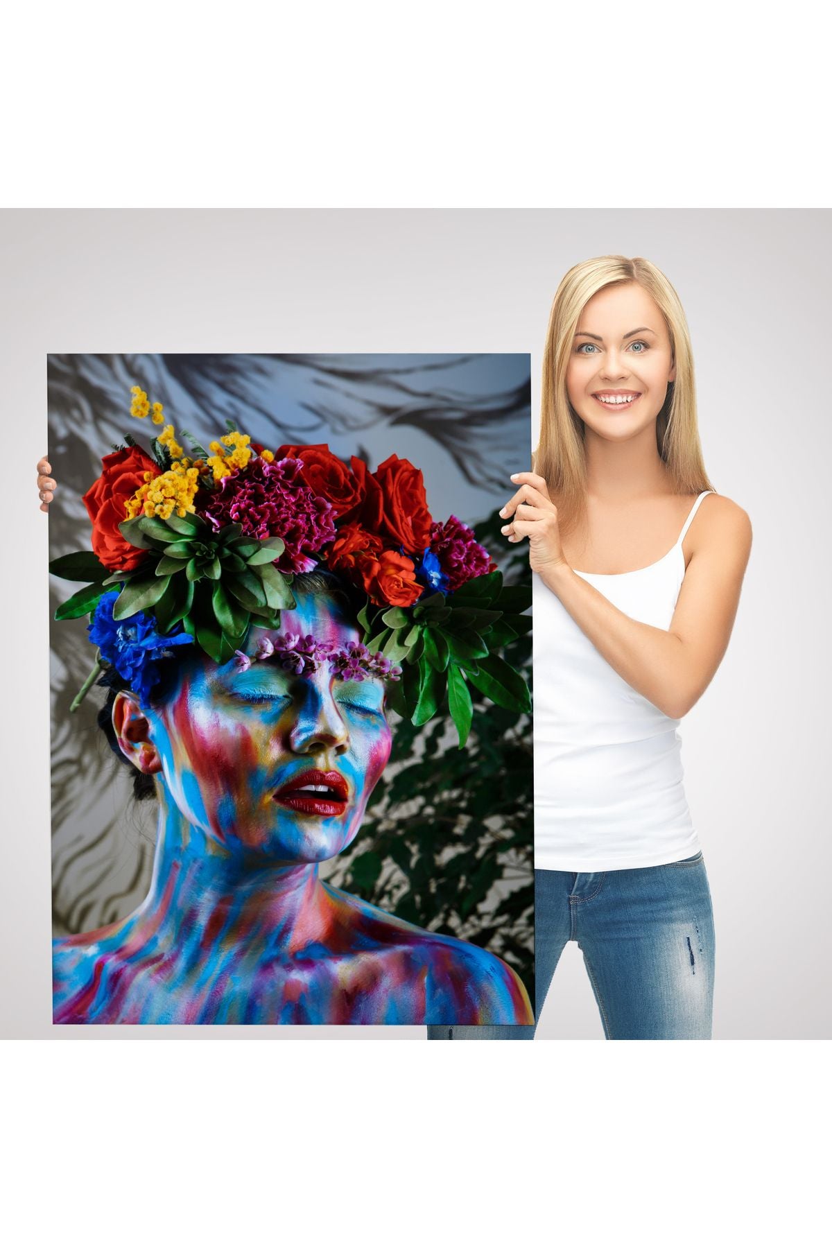 HG Çiçek Taçlı Kız Duvar Tablosu-5990