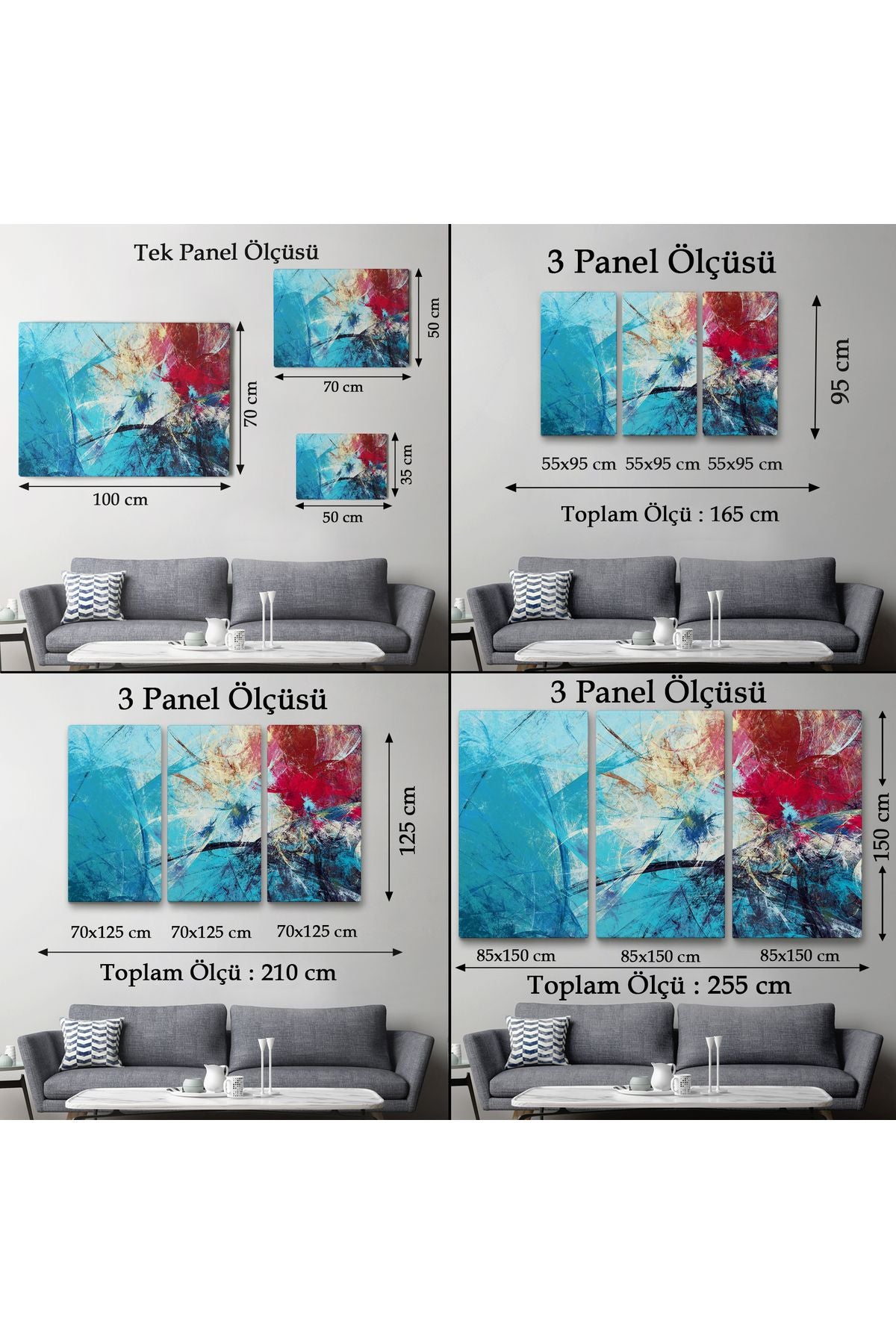 Soyut Yağlıboya Görünüm Dekoratif Kanvas Duvar Tablo-3502