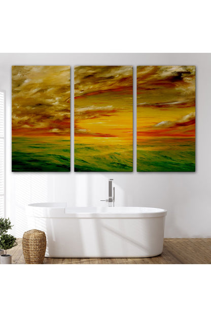 Deniz Manzarası Yağlıboya Görünüm Dekoratif Kanvas Duvar Tablosu-3762