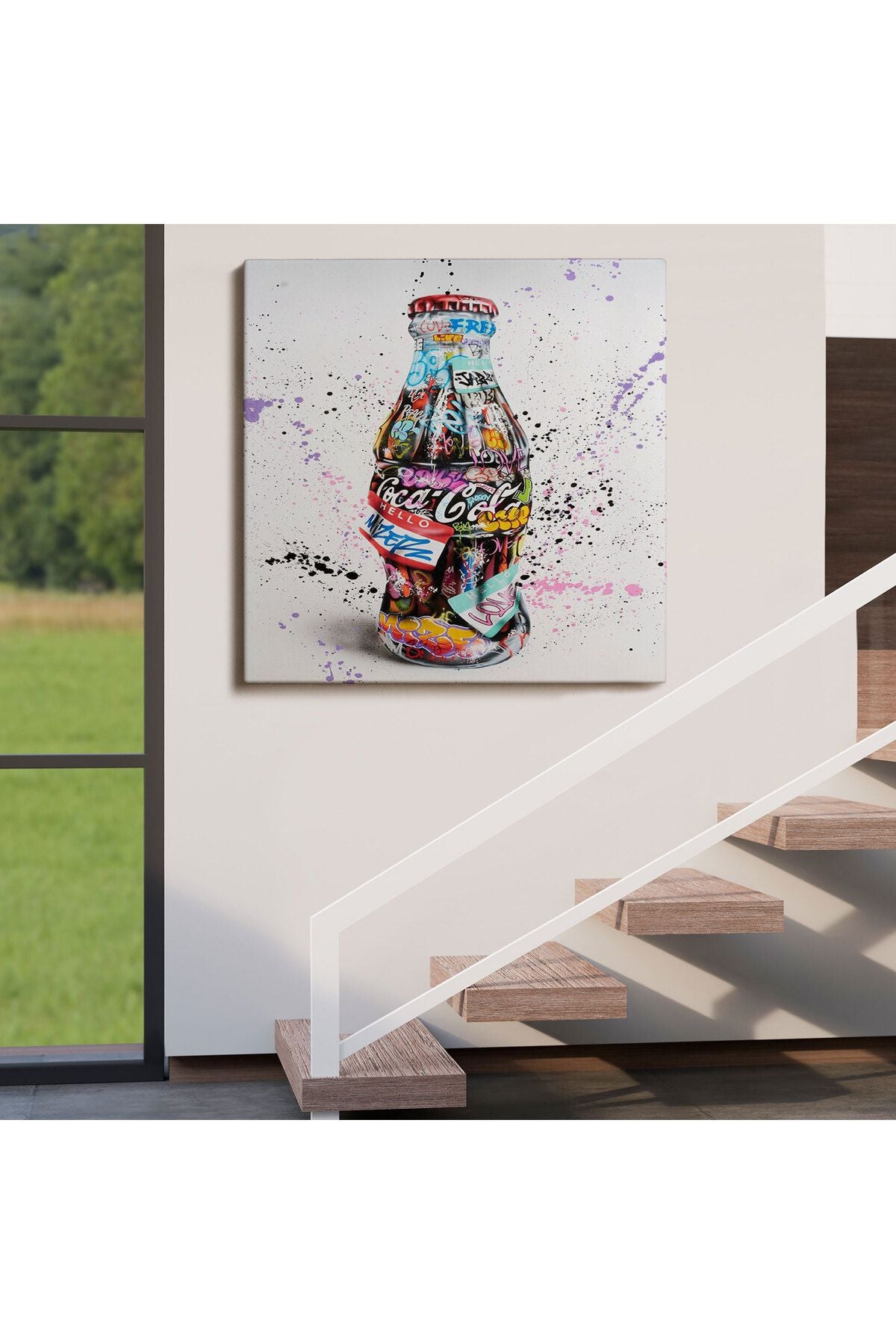 Kola Graffiti Kanvas Duvar Tablosu, Banksy Tarzı Sokak Graffiti Posteri-5346