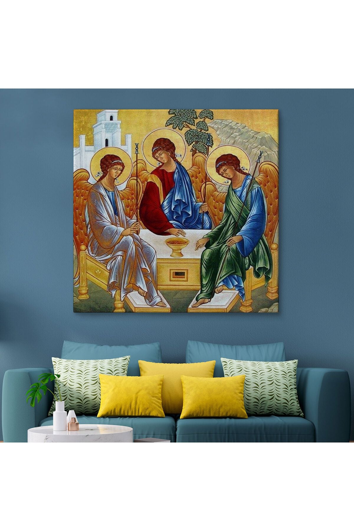 Andrei Rublev Tarafından Kutsal Üçleme Kanvas Tablo, Hristiyan Kilise Hediyesi-5327