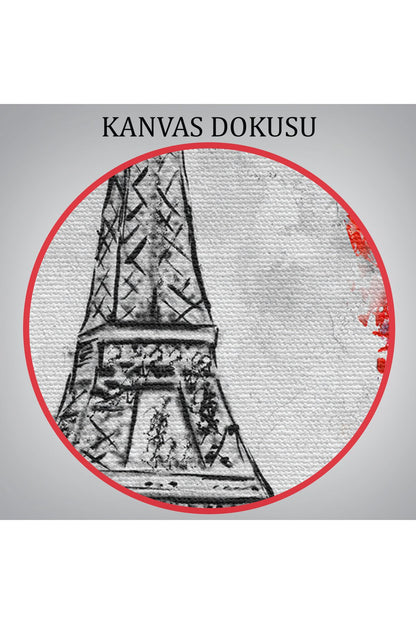 Paris Etfel Kulesi Yağlıboya Görünüm Dekoratif Kanvas Duvar Tablosu-3508