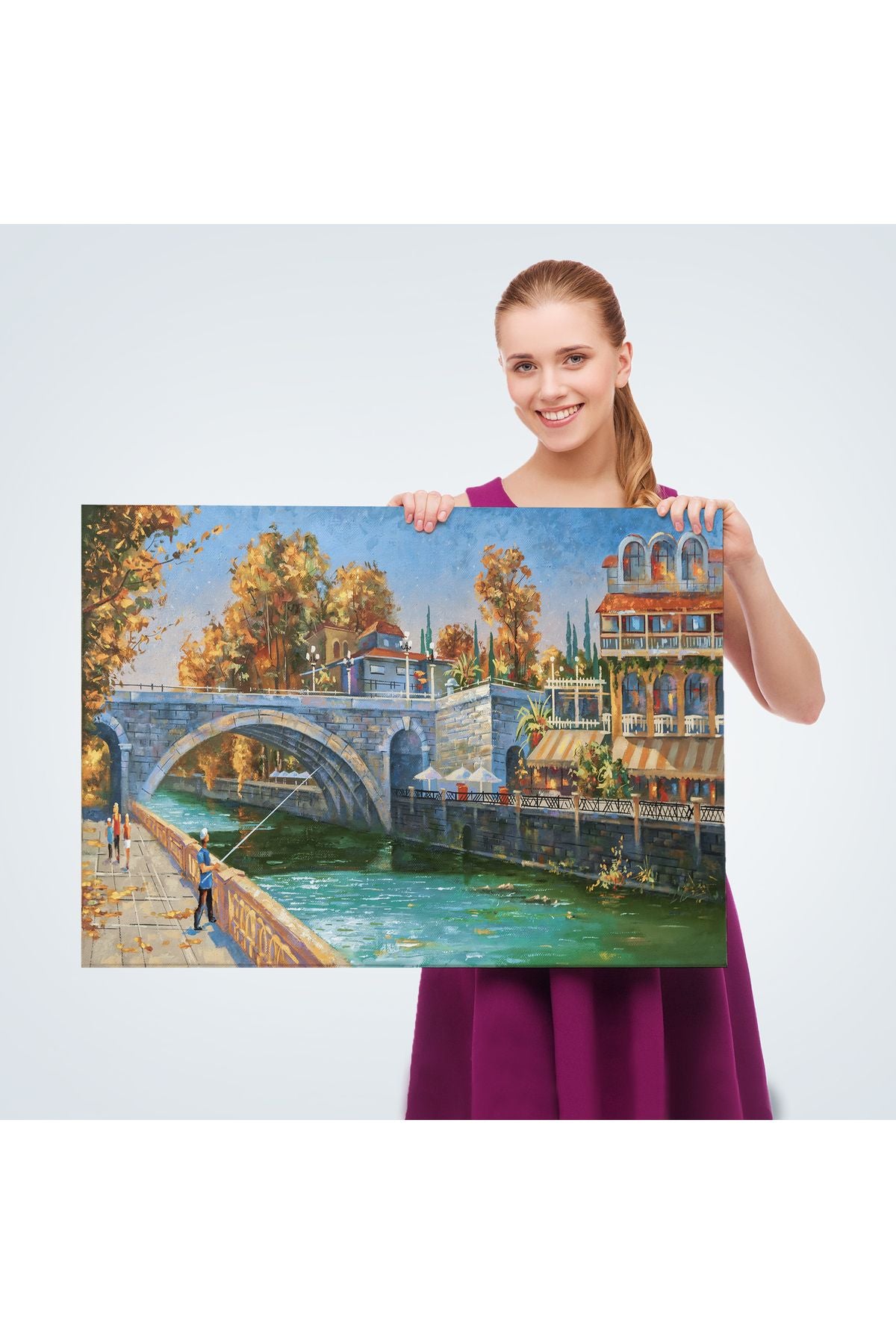 Soçhi Nehri Rusya Yağlıboya Görünüm Dekoratif Kanvas Duvar Tablosu-3605