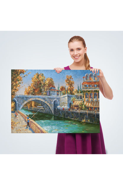 Soçhi Nehri Rusya Yağlıboya Görünüm Dekoratif Kanvas Duvar Tablosu-3605