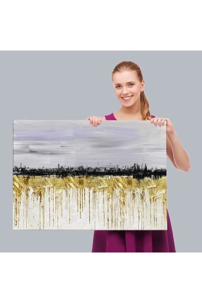 Gold Siyah ve Mavinin Müthiş Uyumu Modern Kanvas Tablo-5051