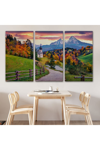 Hochkalter Dağı Maria Gern Kilisesi Ve Alpler Dekoratif Tablo-3679