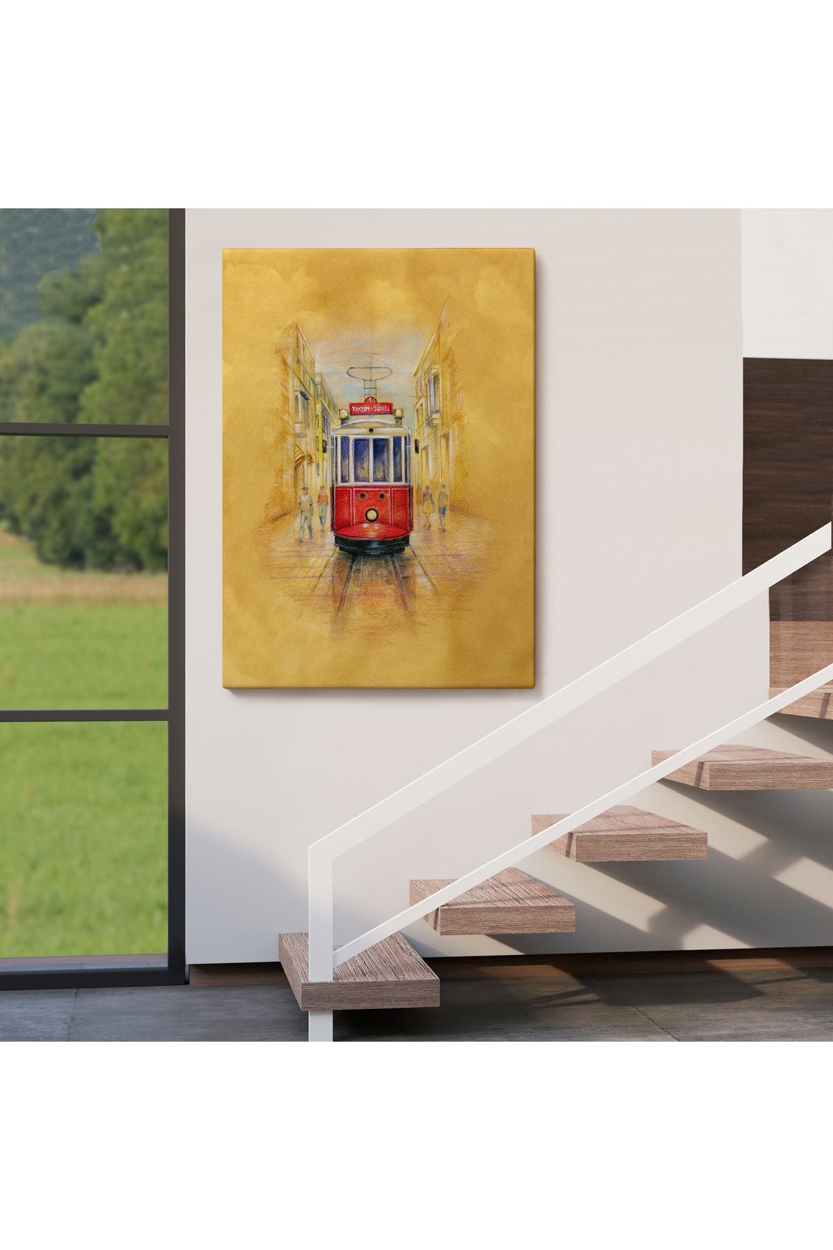 DB HG İstiklal Caddesi ve Tarihi Tranvay Duvar Tablosu-5987