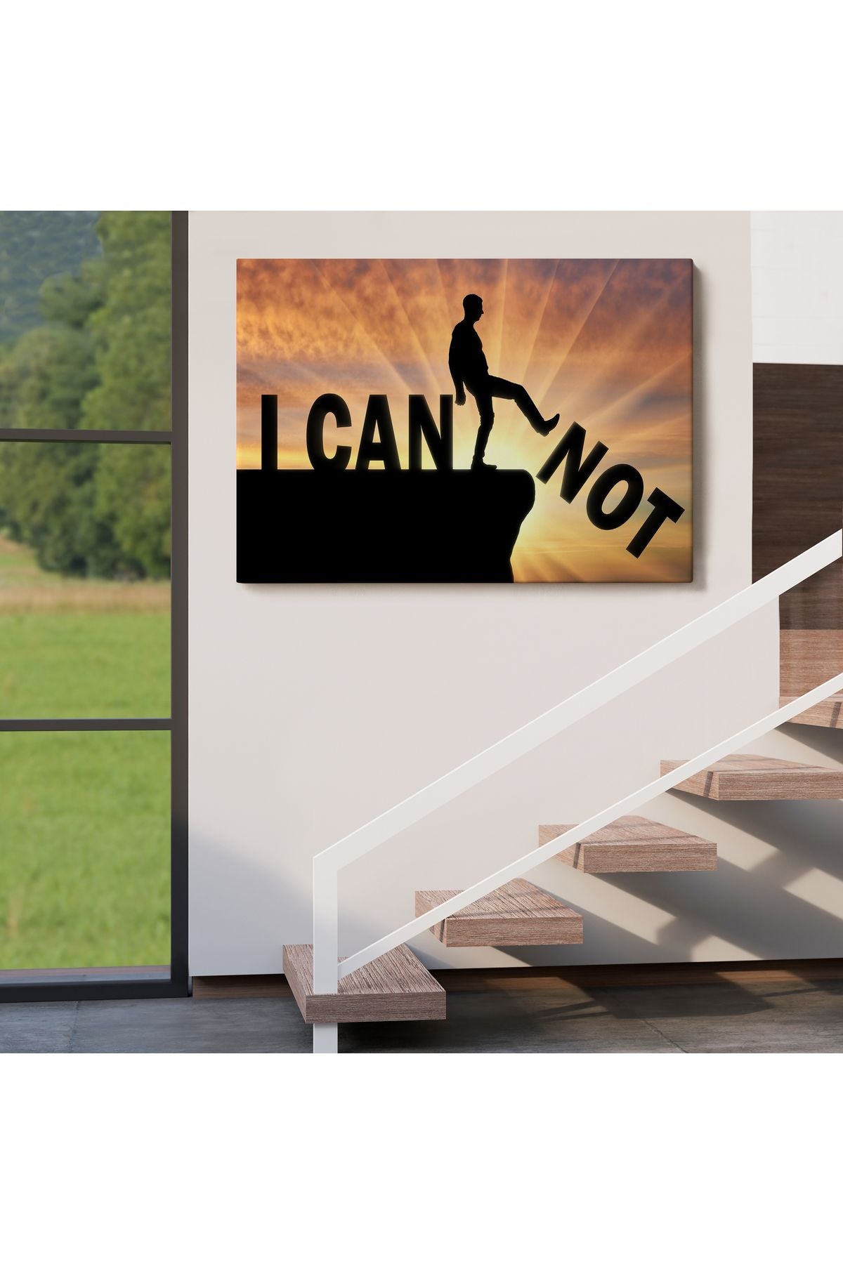 Yapamam, Ayakta Uçurum Kelimeyi Zorlar Kanvas Tablo, Ben Yapabilirim, Motivasyon-5409