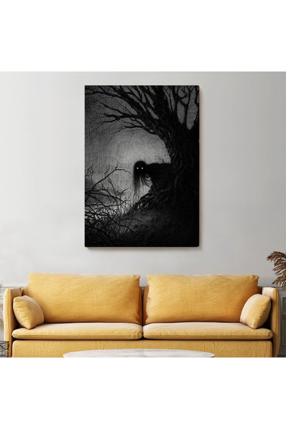 Karanlık İçindeki Korkunç Bir Çift Göz Tablosu-6288