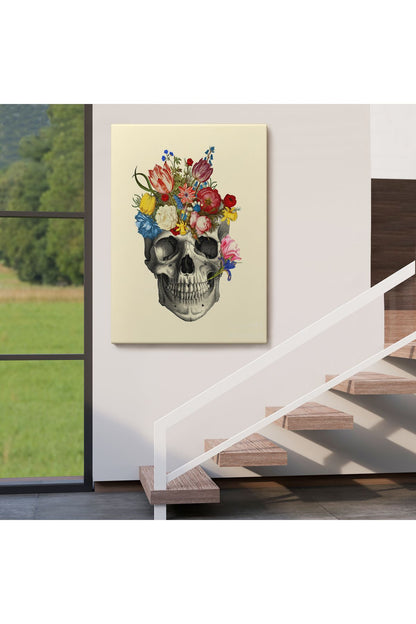 Çiçekli Kafatası Madame Memento Kanvas Tablo, Kafatası Ölülerin Günü Kanvas Tablo-5321