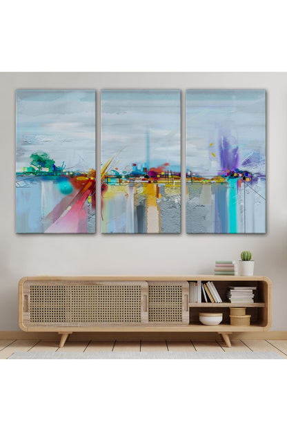 YB Fırça Darbeli Soyut Yağlıboya Görünüm Dekoratif Kanvas Duvar Tablosu-3583