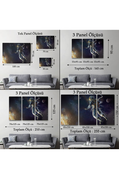 Astronot Duvar SanatıKanvas Tablo, Uzay Posteri, Astronot Uzayda, Gezegen Arka Planı-5381