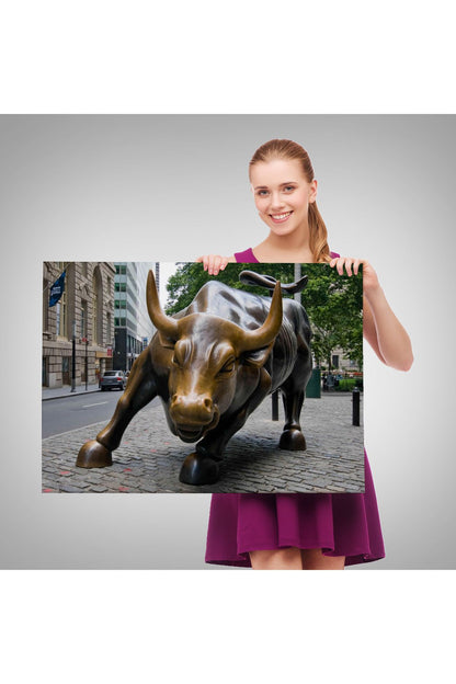 New York Boğa Heykeli Kanvas Tablo / Charging Bull-5160