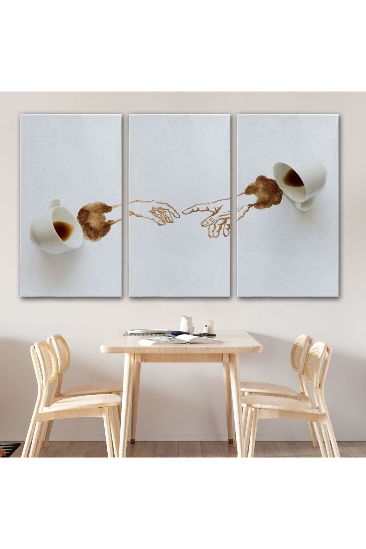 El Ele Espresso Fincanları Dekoratif Kanvas Duvar Tablosu-3639