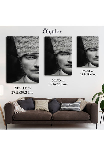Atatürk Portre Tablosu Mustafa Kemal Atatürk Dikdörtgen Dekoratif Kanvas Tablo-FP-140