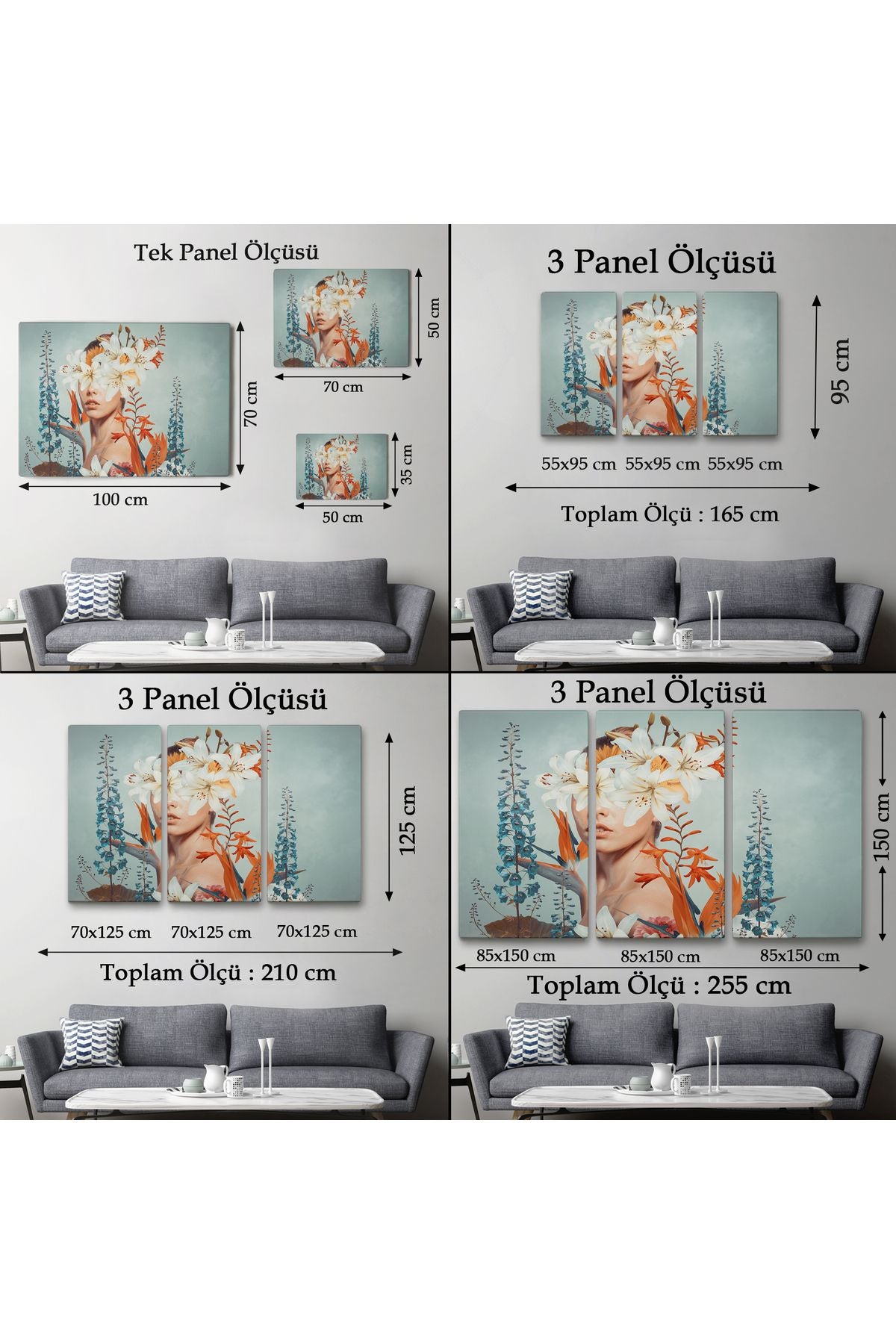 Çiçekler İçindeki Güzel Kadın Portresi Kanvas Tablo-5022