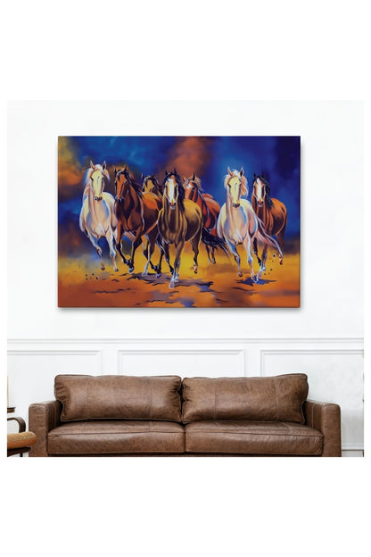 Kanvas, Duvar Tablosu, Dekoratif, Yağlıboya Görünüm Koşan Atlar 3630 EGKNV