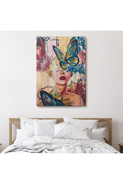 Renlki Sürreal Kadın Portresi Dekoratif Duvar Tablosu-6297