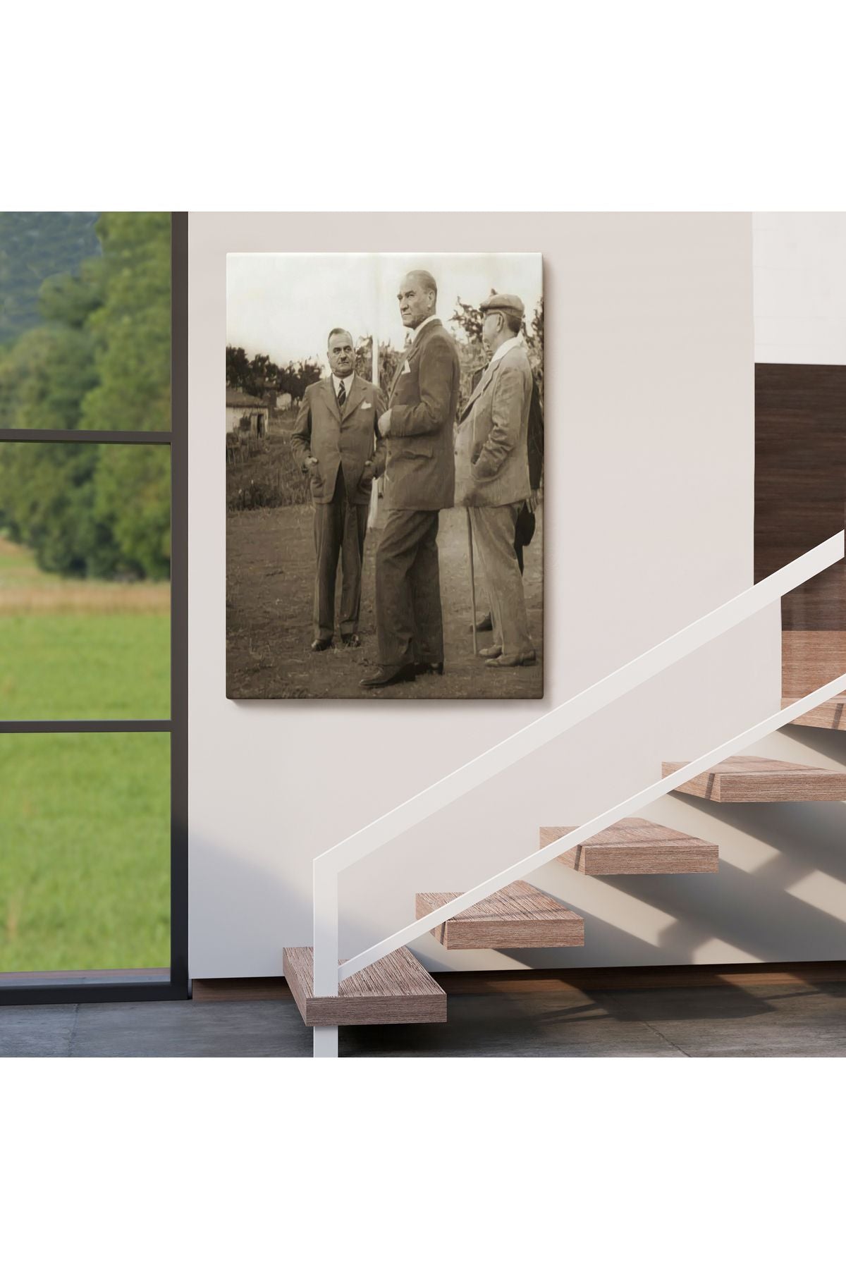 Dekoratif Duvar Tablosu-Atatürk, Celal Bayar ve Kılıç Ali Muhafız Alayında Kanvas Tablo 6259