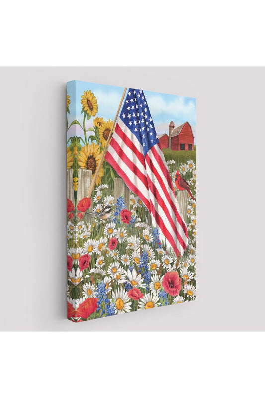 Güzel Bahçe İçierisindeki Amerka Bayrağı Duvar Tablosu-6278