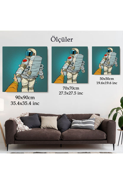 Özel Tasarım, Dekortif BaskıUzaya Giden Astronot Kanvas Tablo-5073