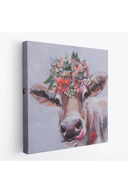 Çiçek Taçlı Güzel Yayla İneği Kanvas Tablo-5878