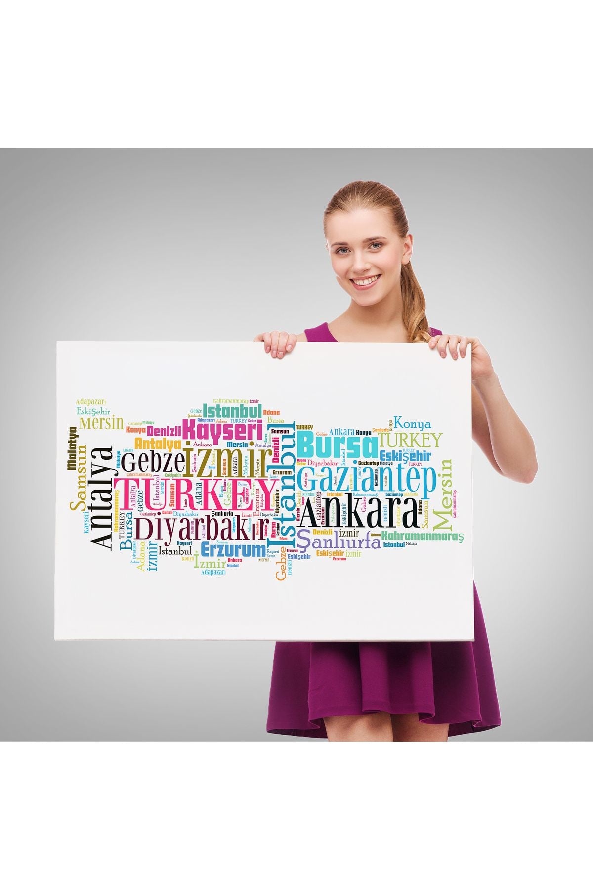 DB İller İsimli Dekoratif Kanvas Tablo 1003