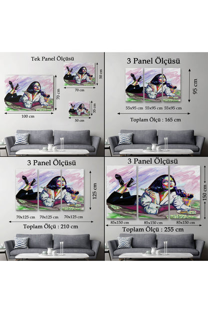 Silahlı Gangster Kız Pop Art Dekoratif Duvar Tablosu-3530